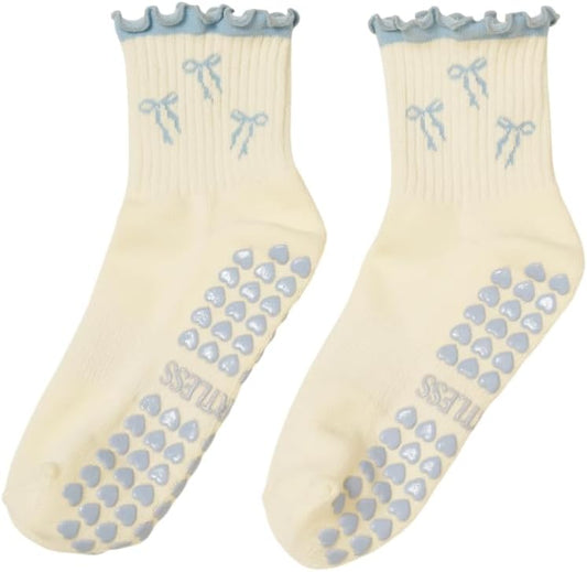 Shapes Studio Crew Half Calf Grip Socks, Cutest Fruits Pilates Socks, Ruffle socks, Non-Slip, Barre Yoga Fitness