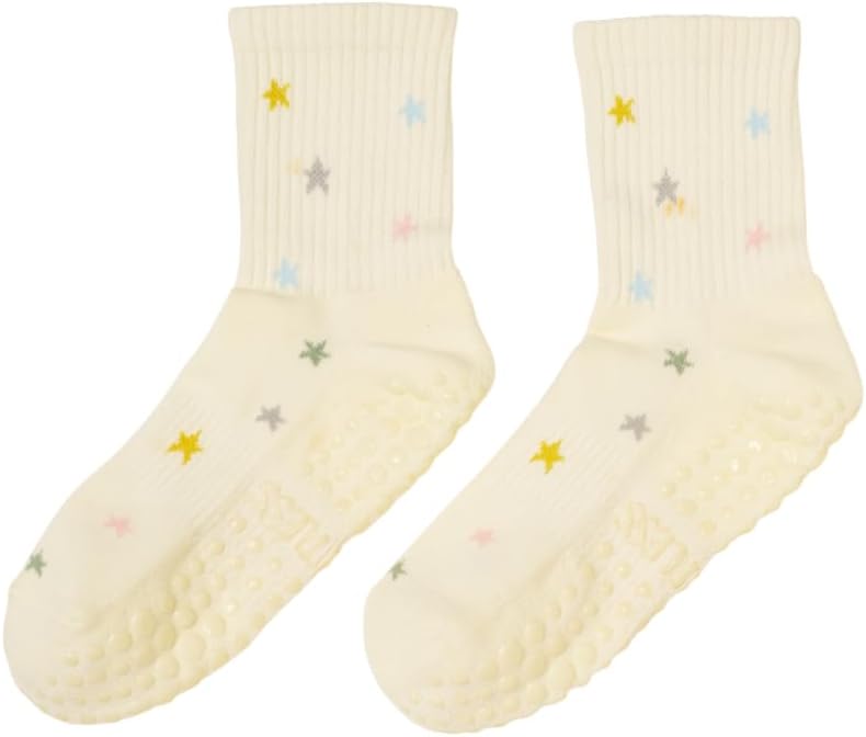 Shapes Studio Crew Half Calf Grip Socks, Cutest Fruits Pilates Socks, Ruffle socks, Non-Slip, Barre Yoga Fitness