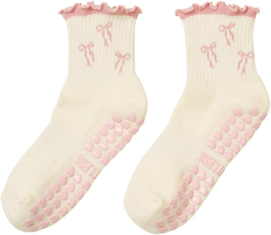 Shapes Studio Crew Half Calf Grip Socks, Cutest Fruits Pilates Socks, Ruffle socks, Non-Slip, Barre Yoga Fitness