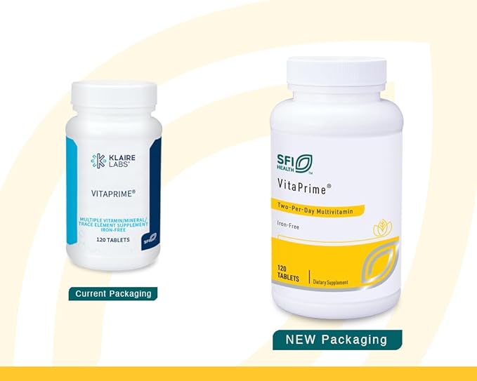 SFI Health VitaPrime - Iron Free Multivitamin for Women & Men - Promote Immune Function & Support Nutritional Gaps - Two-Per-Day Multivitamin with Methyl Folate & B12 (120 Tablets)
