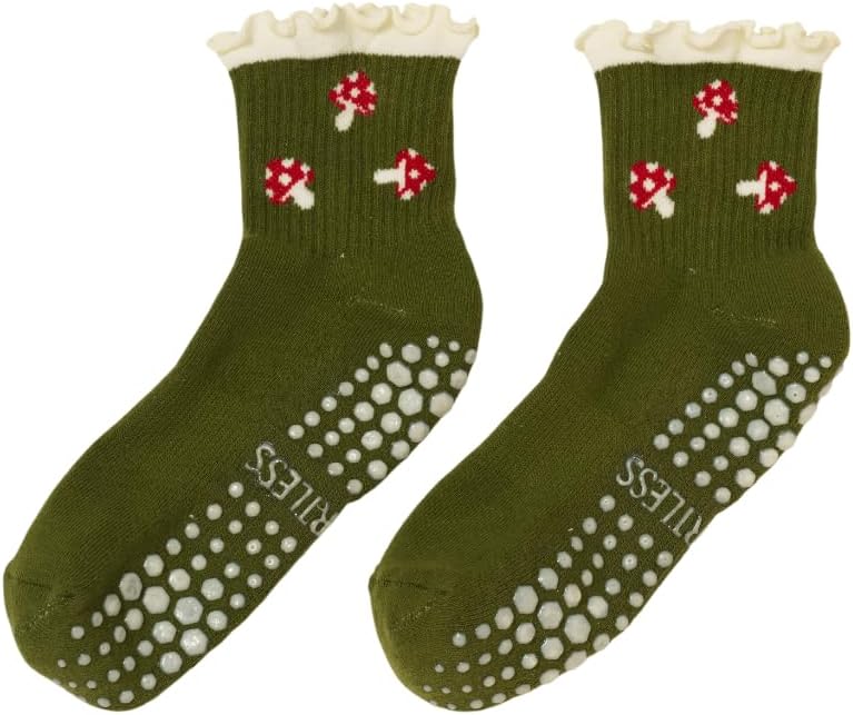 Shapes Studio Crew Half Calf Grip Socks, Cutest Fruits Pilates Socks, Ruffle socks, Non-Slip, Barre Yoga Fitness