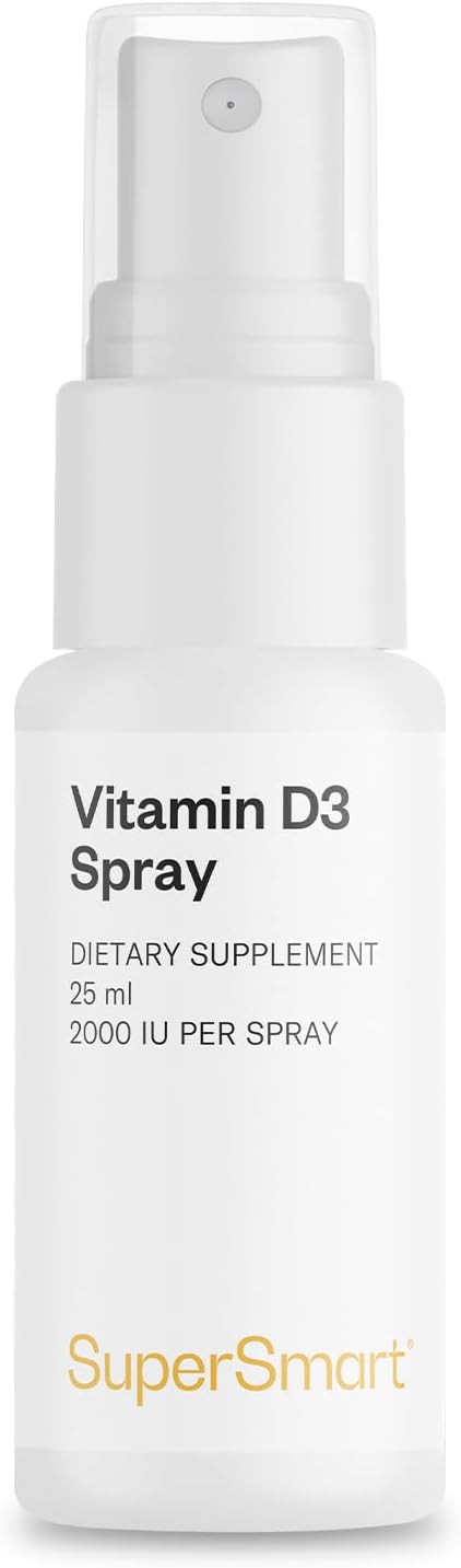 Supersmart - Vitamin D3 Spray 2000 IU per Day (Mint Flavor & Sugar Free) - Liquid Vitamin D Spray - Cholecalciferol Vitamin D3 | Non-GMO & Gluten Free - 25 ml