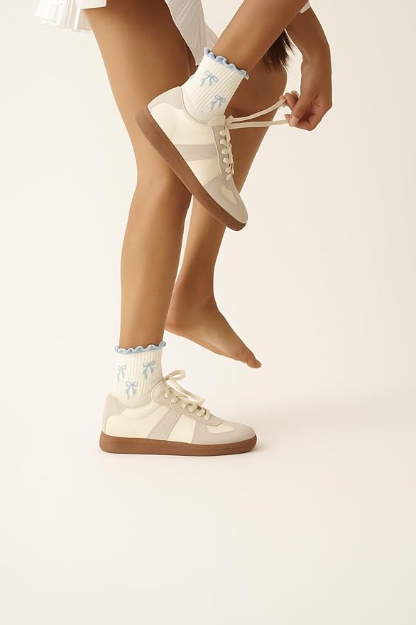 Shapes Studio Crew Half Calf Grip Socks, Cutest Fruits Pilates Socks, Ruffle socks, Non-Slip, Barre Yoga Fitness