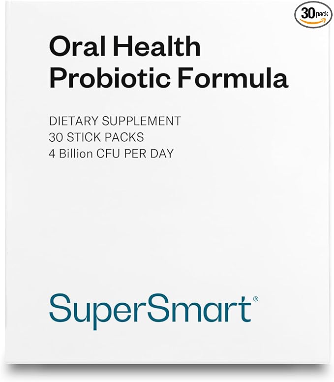 Supersmart - Oral Health Probiotics 4 Billion CFU per Day - Dental Health & Bad Breath Treatment (Halitosis) | Non-GMO & Gluten Free - 30 Sticks