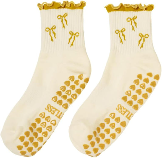 Shapes Studio Crew Half Calf Grip Socks, Cutest Fruits Pilates Socks, Ruffle socks, Non-Slip, Barre Yoga Fitness
