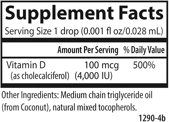 Carlson Super Daily D3 4,000 IU (100 mcg), Heart & Immune Health, Teeth & Bone Strength, Unflavored, 365 Drops