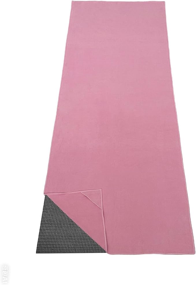 Yoga Towel, Hot Yoga Mat Towel with Corner Pockets, 24"x72", Microfiber Non-Slip Sweat Absorbent, Perfect for Hot Yoga, Bikram, Pilates and Yoga Mats ﻿ (Pink, 72x25 inches)