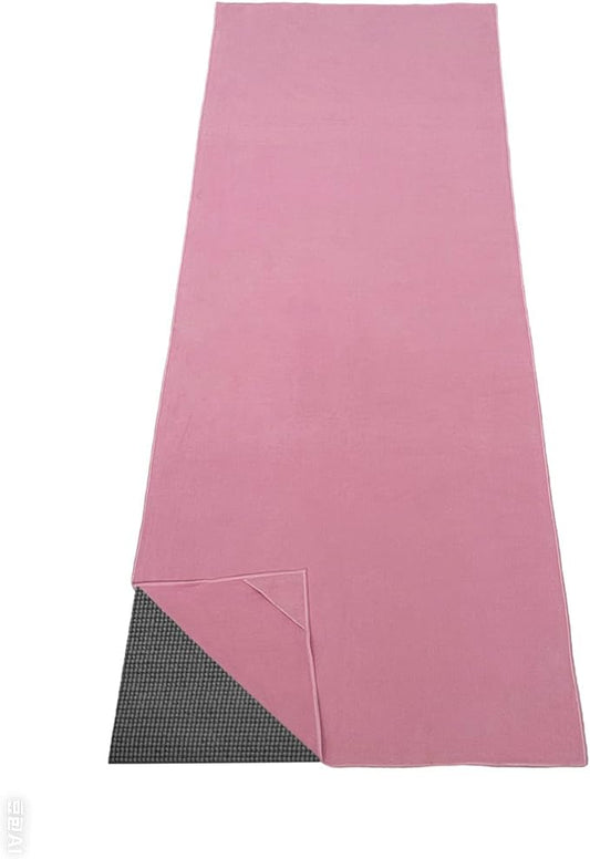 Yoga Towel, Hot Yoga Mat Towel with Corner Pockets, 24"x72", Microfiber Non-Slip Sweat Absorbent, Perfect for Hot Yoga, Bikram, Pilates and Yoga Mats ﻿ (Pink, 72x25 inches)