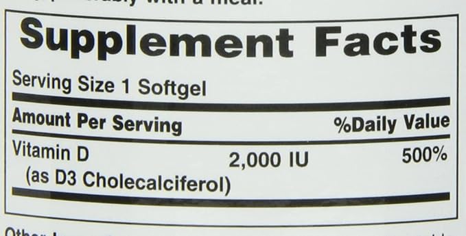 Nature's Bounty Vitamin D 2,000 IU Softgels