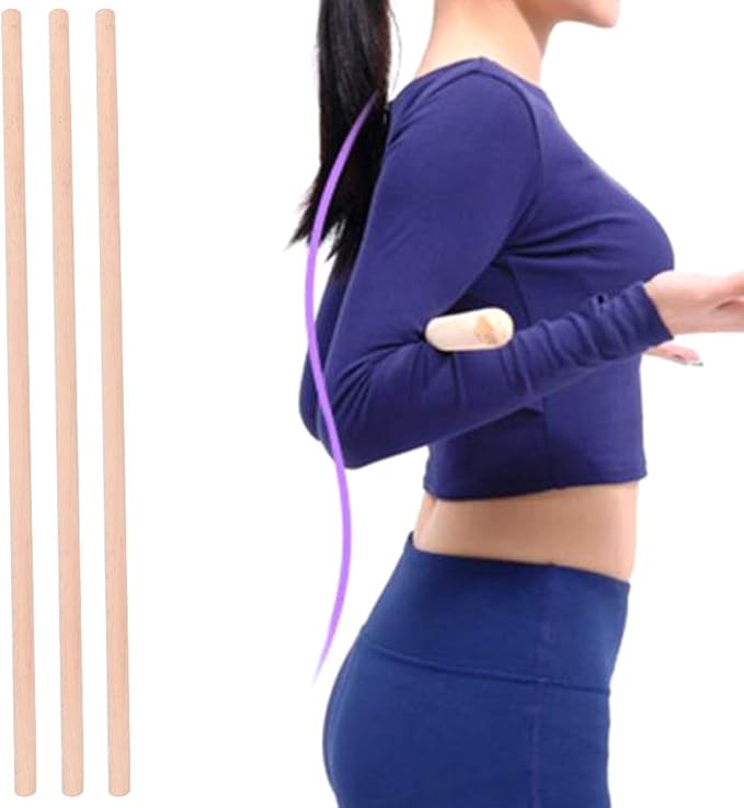 Dilwe Wood Yoga Stick, 3Pcs Open Shoulder Stick Yoga Fitness Yoga Assist Yoga Accessory, 70cmYoga Supplies