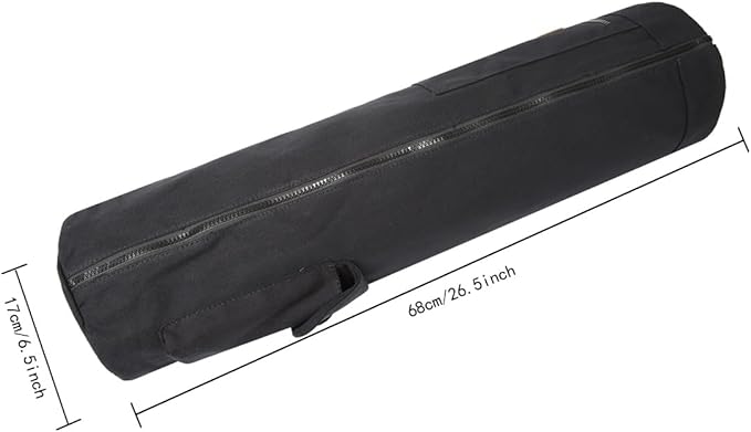 Canvas Yoga Mat Bag with Adjustable Strap & Pockets, Full-Zip Travel Gym Tote for Women & Men, Fits 1/4" & 1/3" Thick Mats, Lightweight Carrier for Yoga, Workout, Outdoor Use