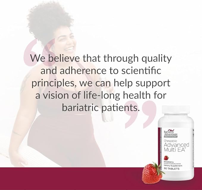 Bariatric Advantage Chewable Advanced Multi EA - High Potency Daily Multivitamin with Iron for Bariatric Surgery Patients - Strawberry Flavor - 60 Count