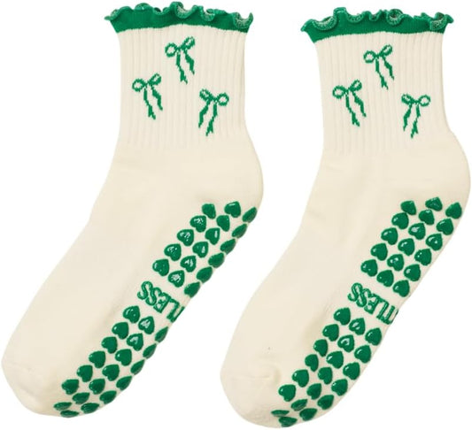 Shapes Studio Crew Half Calf Grip Socks, Cutest Fruits Pilates Socks, Ruffle socks, Non-Slip, Barre Yoga Fitness