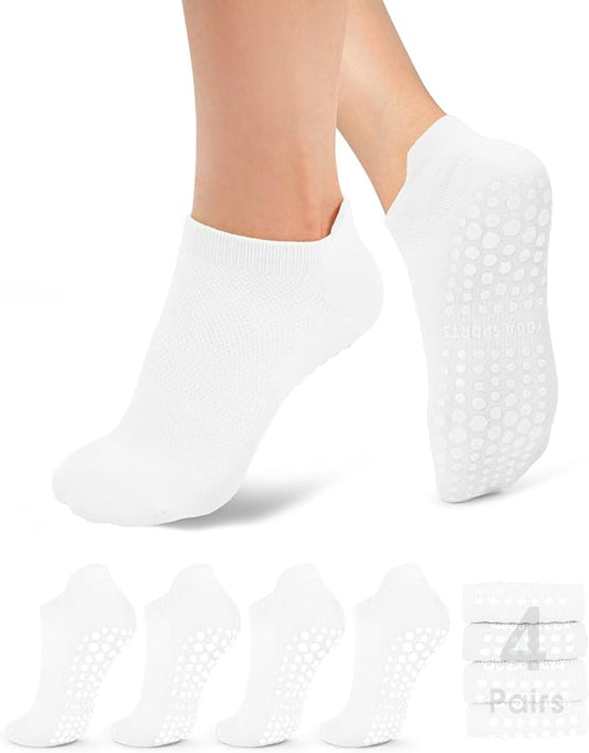 YeuG 4/6 Pairs Pilates Socks for Women - Non Slip Grip Socks for Yoga, Barre, Hospital, Barefoot