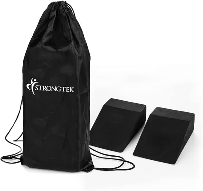 StrongTek Yoga Foam Wedge Blocks (Pair) Soft Wrist Wedge, Supportive Foot Exercise Accessories, Balance, Strength, Stretch, Pilate, Fitness, Squat, Pushup, Plank, EVA Riser Block