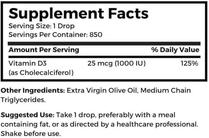 Dr. Clark Liquid Vitamin D Supplement – 1000 IU, 1 Fl Oz, Supports Immune System & Bone Health