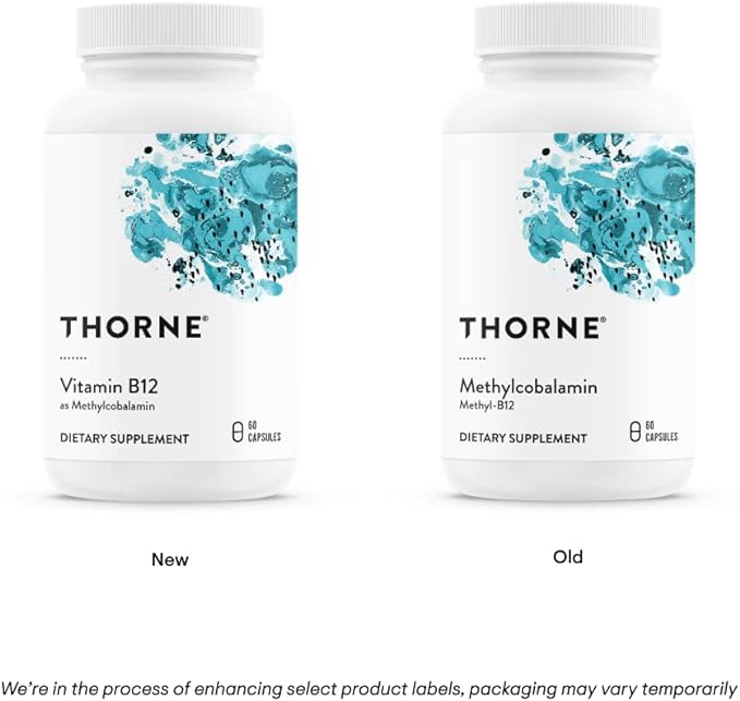 THORNE - Vitamin B12 - as Methylcobalamin - Supports Heart & Nerve Health, Blood Cell Function, Healthy Sleep & Methylation* - Gluten, Dairy & Soy-Free - 60 Capsules