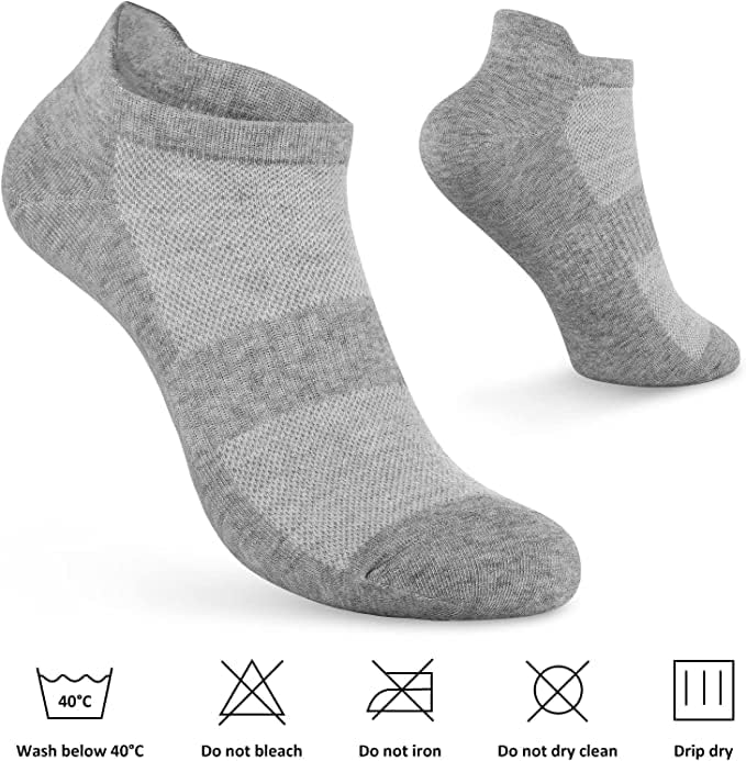 brookhaus Women Low Cut No Show Running Socks 6 Pairs - Cushioned Arch Support, Moisture Wicking Athletic Ankle Socks
