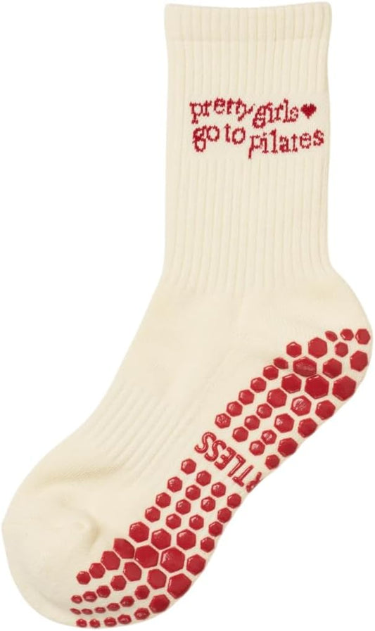 Shapes Studio Crew Half Calf Grip Socks, Cutest Fruits Pilates Socks, Ruffle socks, Non-Slip, Barre Yoga Fitness