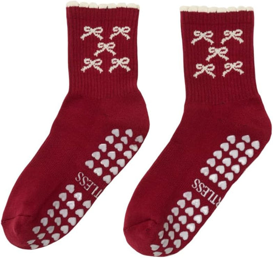 Shapes Studio Crew Half Calf Grip Socks, Cutest Fruits Pilates Socks, Ruffle socks, Non-Slip, Barre Yoga Fitness