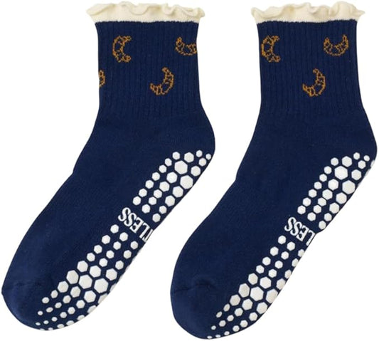 Shapes Studio Crew Half Calf Grip Socks, Cutest Fruits Pilates Socks, Ruffle socks, Non-Slip, Barre Yoga Fitness