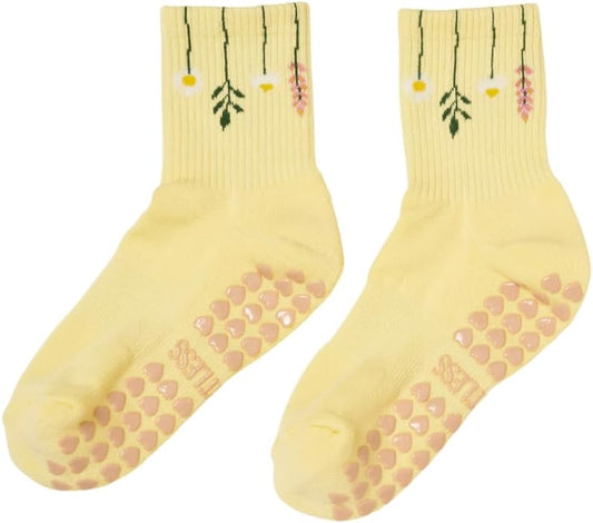 Shapes Studio Crew Half Calf Grip Socks, Cutest Fruits Pilates Socks, Ruffle socks, Non-Slip, Barre Yoga Fitness