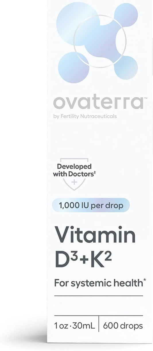 Vitamin D3 & K2 Liquid Drop Supplement 1,000 IU Vitamin D3 (Cholecalciferol) with Natural Lemon Flavor That Supports Bone, Immune & Wellness Health 600 Drops - 10 Month Supply