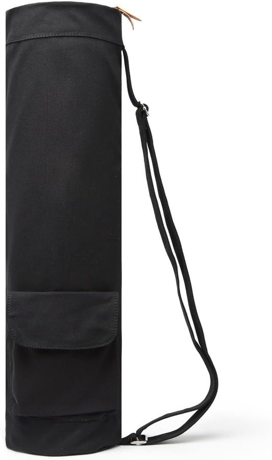 Canvas Yoga Mat Bag with Adjustable Strap & Pockets, Full-Zip Travel Gym Tote for Women & Men, Fits 1/4" & 1/3" Thick Mats, Lightweight Carrier for Yoga, Workout, Outdoor Use