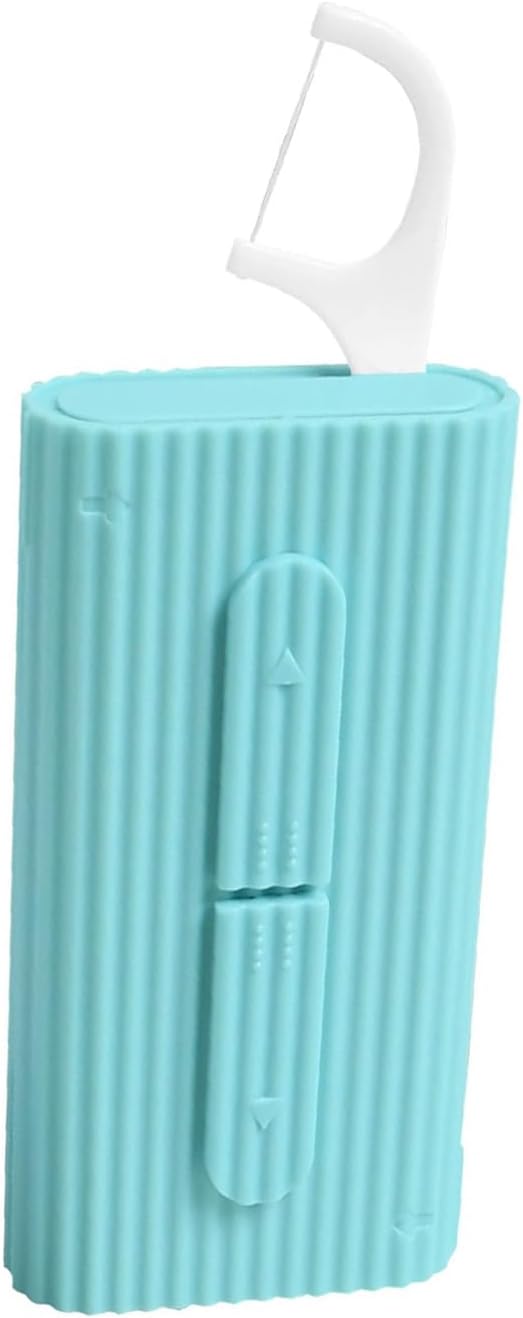 Blue Poratbel Travel Floss Pick Case,10 Count in Box,Ultra-Light Reusable Floss Dispenser,Super Portable for Everywhere,No Break No Shred Toothpicks Sticks,Pocket-Sized Flossers