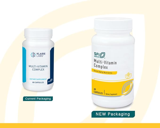 Klaire Labs SFI Health Multi-Vitamin Complex - Hypoallergenic Once-Daily Mineral-Free Multivitamin with Metafolin Folate, Vitamin B6 & B12 (60 Capsules)