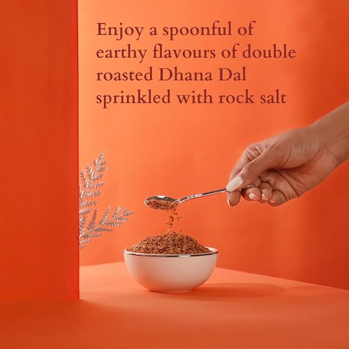 The AftaWay Dhana Dal Delight 5.64 oz, Traditional Mukhwas/Indian Mouth Freshener with Rock Salt Kissed Double Roasted Coriander Seeds, Breath Freshener, Sugar Free, Gluten-Free, Vegan, Non-GMO