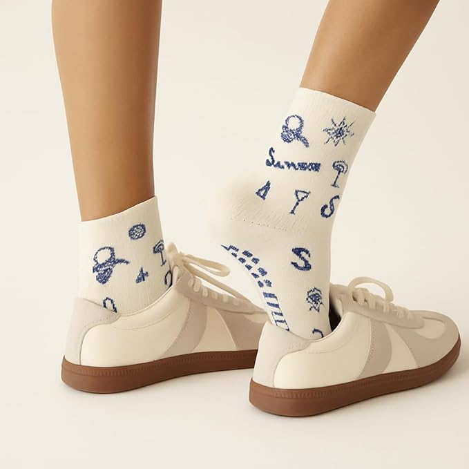 Shapes Studio Crew Half Calf Grip Socks, Cutest Fruits Pilates Socks, Ruffle socks, Non-Slip, Barre Yoga Fitness