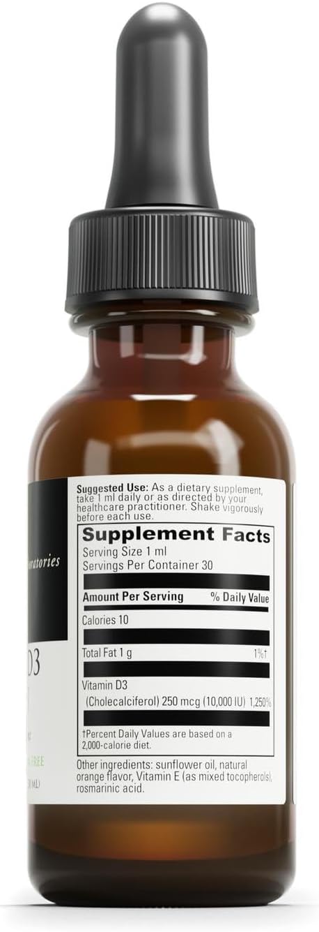 DAVINCI Labs Liquid D3 10,000 IU - Helps Support Bone Health, Immune Support & Heart Health with Vitamin D3 - Gluten Free & Vegetarian - 1 Fl Oz (30 Servings)