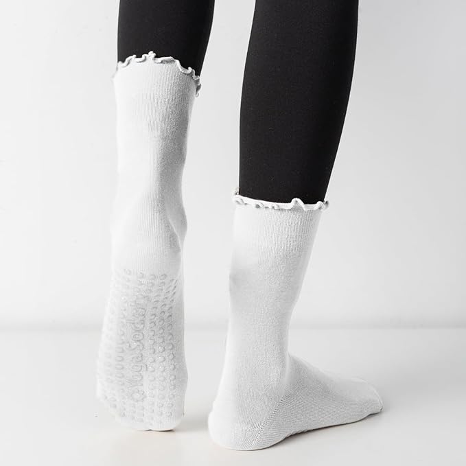 3/6 Pairs Cute Pilates Socks with Grips,Yoga Socks Barre Sock Non Slip Embroidery for Barre Ballet Workout