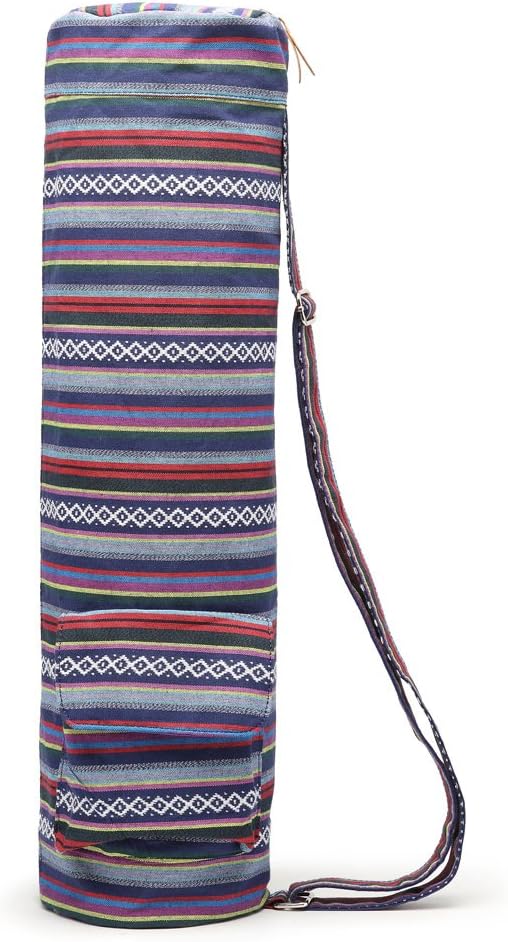 Canvas Yoga Mat Bag with Adjustable Strap & Pockets, Full-Zip Travel Gym Tote for Women & Men, Fits 1/4" & 1/3" Thick Mats, Lightweight Carrier for Yoga, Workout, Outdoor Use