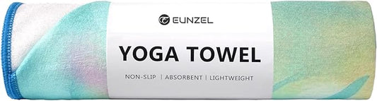 Eunzel Hot Yoga Towel, Non Slip Yoga Mat Towel Sweat Absorbent Printed Yoga Towel with Grip Dots for Hot Yoga, Pilates and Workout 72"x 24", Flower