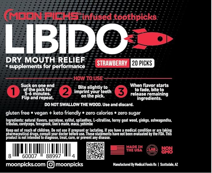 Xero Picks Wellness - Infused Flavored Toothpicks for Long Lasting Fresh Breath & Dry Mouth Prevention (Men Strawberry, 3 Pack)