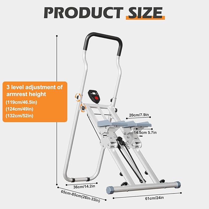 Vertical Climber Stair Stepper for Home Compact Folding Stair Climbing Cardio Exercise Equipment with Non-Slip Pedals Adjustable Height Step Range 300LBS Capacity for Full Body Workout