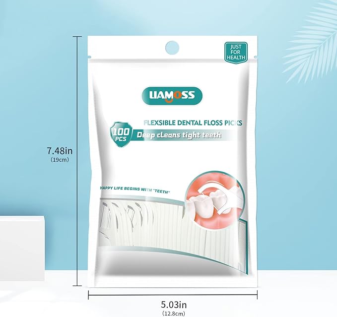 400 Count Dental Floss Picks-Tooth Picks Flossers for Adults-LIAMOSS No Break& No Shred Floss Sticks-Family Best Dental Oral Care Set(Pack of 4)