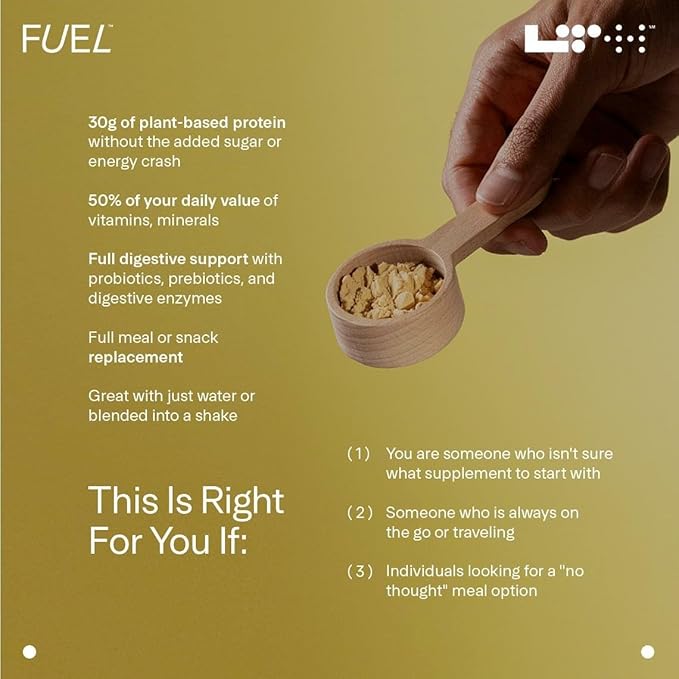 LTH Fuel Vegan & All-in-One - Trusted by Life Time Members - 30g Protein - Plant-Based Protein Meal Replacement - Vitamins, Minerals, Digestive Enzymes & Probiotics - Vanilla, 20 Servings