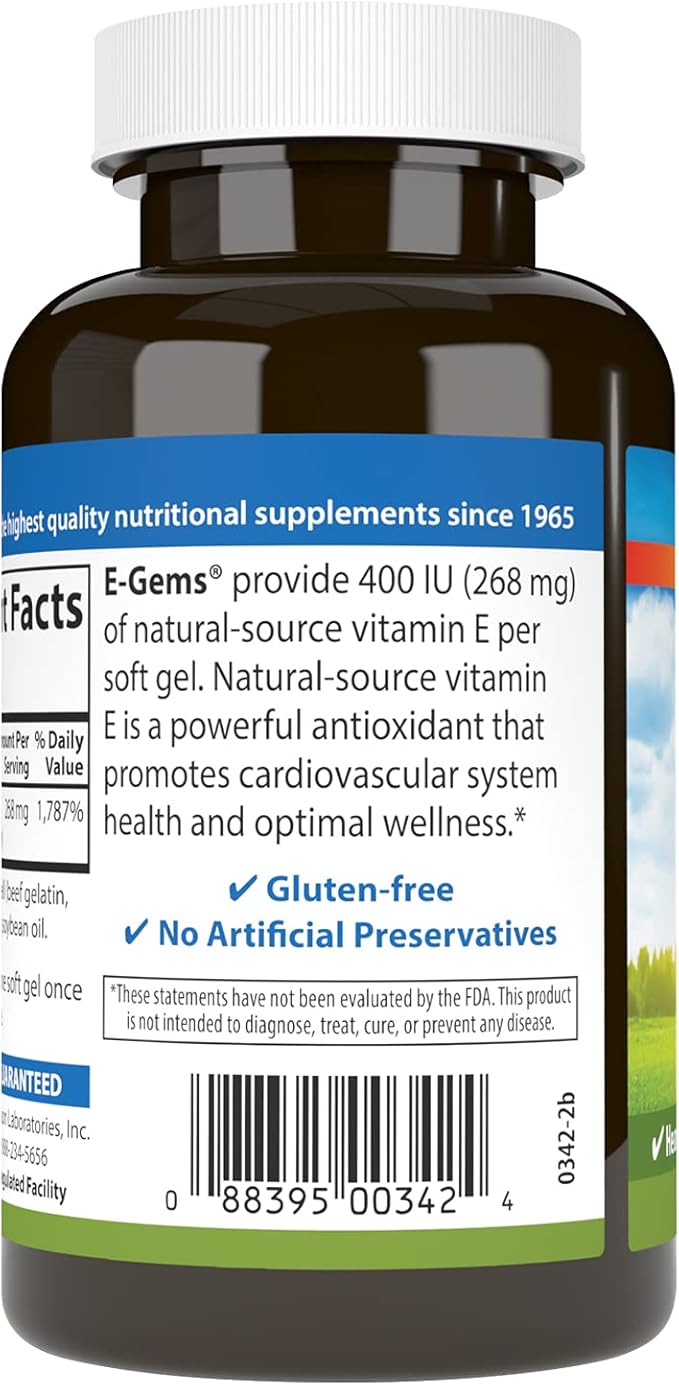 Carlson - E-Gems, 400 IU, Heart Health & Optimal Wellness, Antioxidant, 200 soft gels