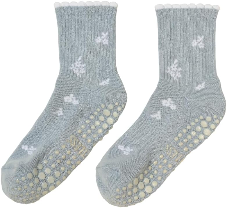 Shapes Studio Crew Half Calf Grip Socks, Cutest Fruits Pilates Socks, Ruffle socks, Non-Slip, Barre Yoga Fitness