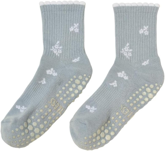 Shapes Studio Crew Half Calf Grip Socks, Cutest Fruits Pilates Socks, Ruffle socks, Non-Slip, Barre Yoga Fitness