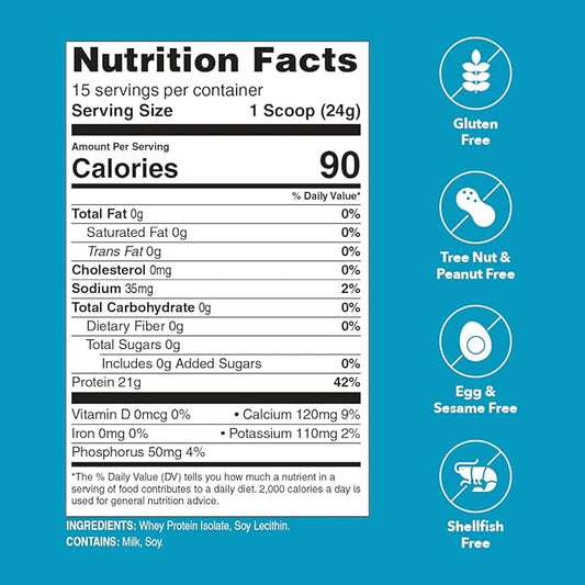 Unjury Unflavored Protein Powder | 21g 100% Whey Isolate Protein Powder | Unflavored Whey Protein Powder | Low Carb and Sugar Free Whey Protein Isolate | Gluten Free | Certified Kosher | 15 Servings