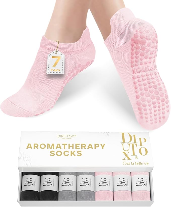 7 Pairs Pilates Socks with grips for Women- Non Slip, Ankle Yoga Socks for Yoga, Pilates, Ballet & Barre,Christmas gifts