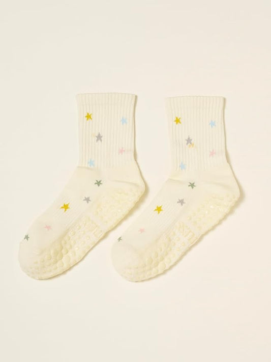 Shapes Studio Crew Half Calf Grip Socks, Cutest Fruits Pilates Socks, Ruffle socks, Non-Slip, Barre Yoga Fitness