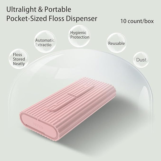 Ultralight Dental Floss Picks Case-Storage 10 Count Professional Shred Resistant Flossers-Superfine Toothpicks Sticks-Best Dental Oral Care Tools for Adults(Pink)