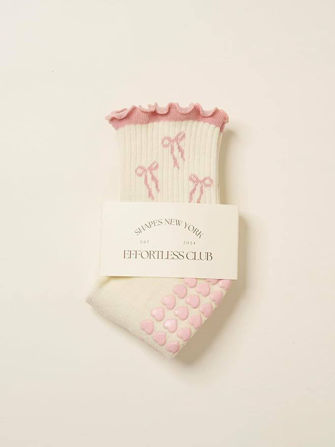 Shapes Studio Crew Half Calf Grip Socks, Cutest Fruits Pilates Socks, Ruffle socks, Non-Slip, Barre Yoga Fitness