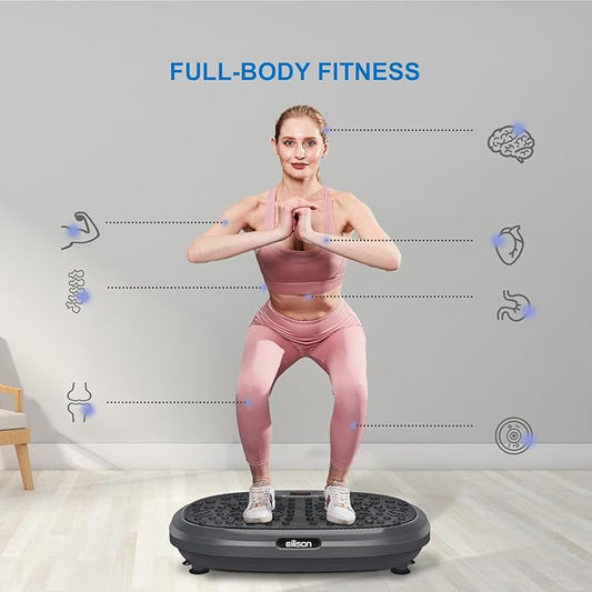 EILISON FitMaxx 3D XL Vibration Plate Exercise Machine - Whole Body Workout Vibration Platform w/Loop Bands - Lymphatic Drainage Machine for Weight Loss, Shaping, Wellness, Recovery