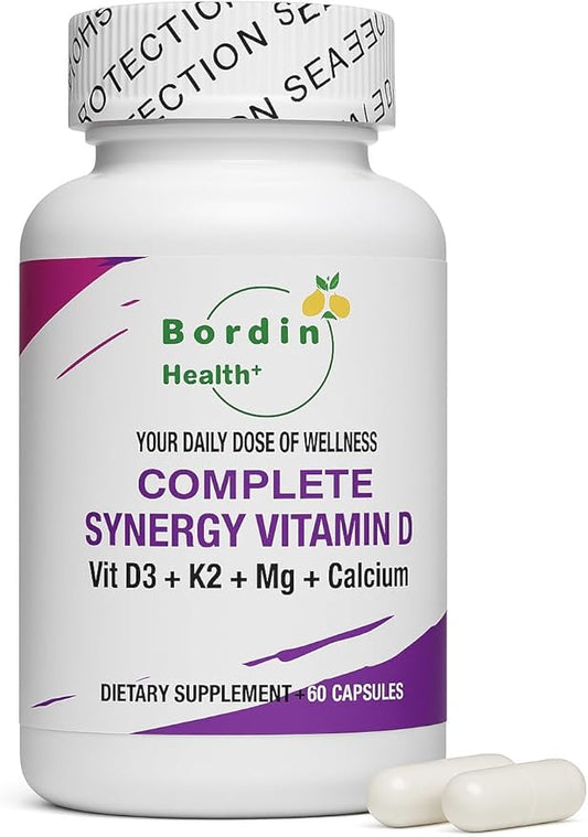 Bone Health Complex - Vitamin D3 1000 IU + Vitamin K, Calcium & Magnesium - 4-in-1 Daily Supplement for Strong Bones & Joints - 60 Capsules